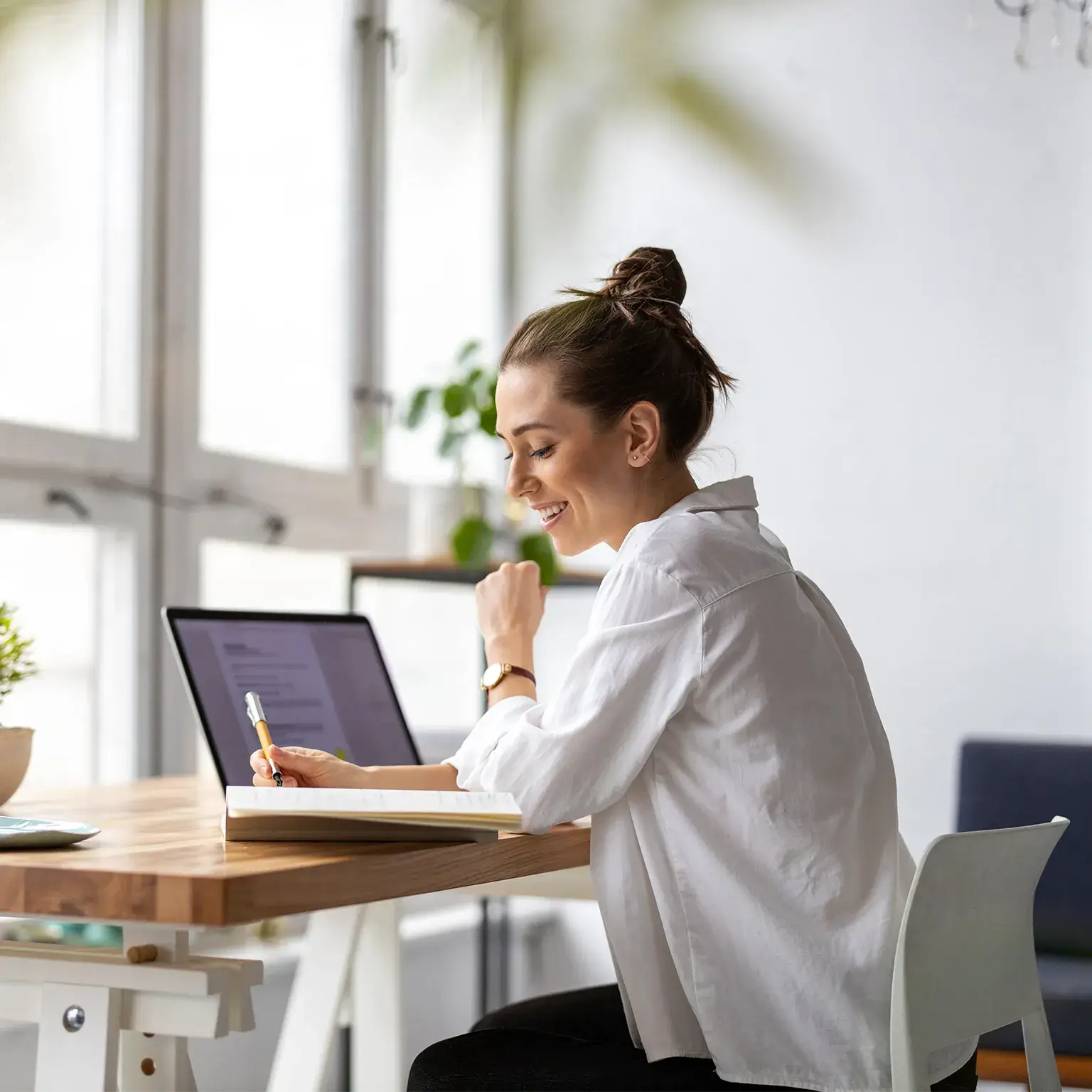 girl at her desk